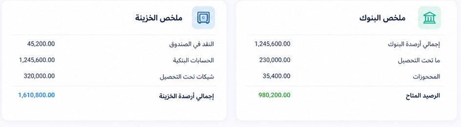 ملخص الخزينة والبنوك