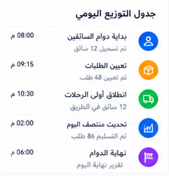 جدول التوزيع اليومي